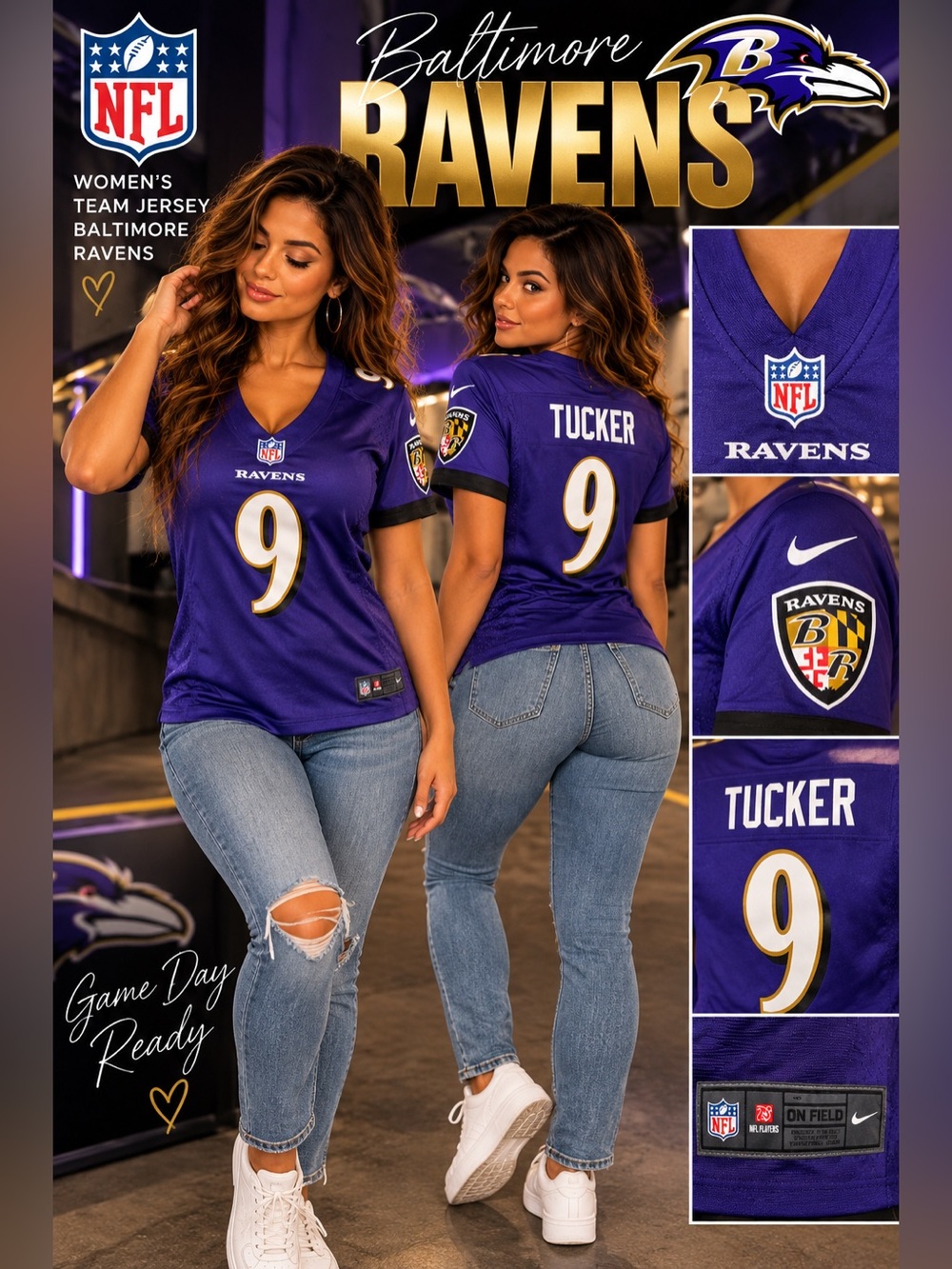 Nike Baltimore Ravens Women's Purple #9 Tucker Jersey size small